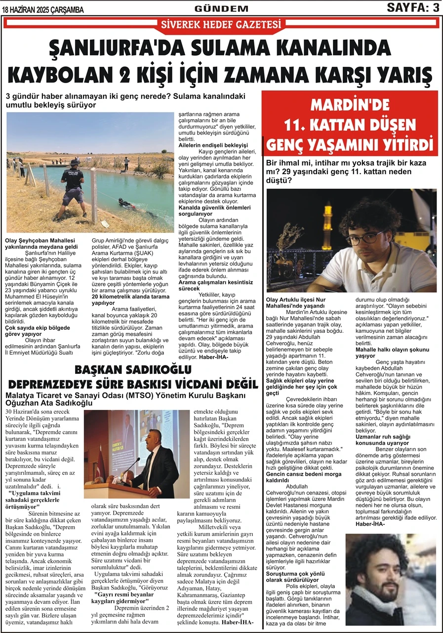 18.06.2025 Tarihli Gazetemiz