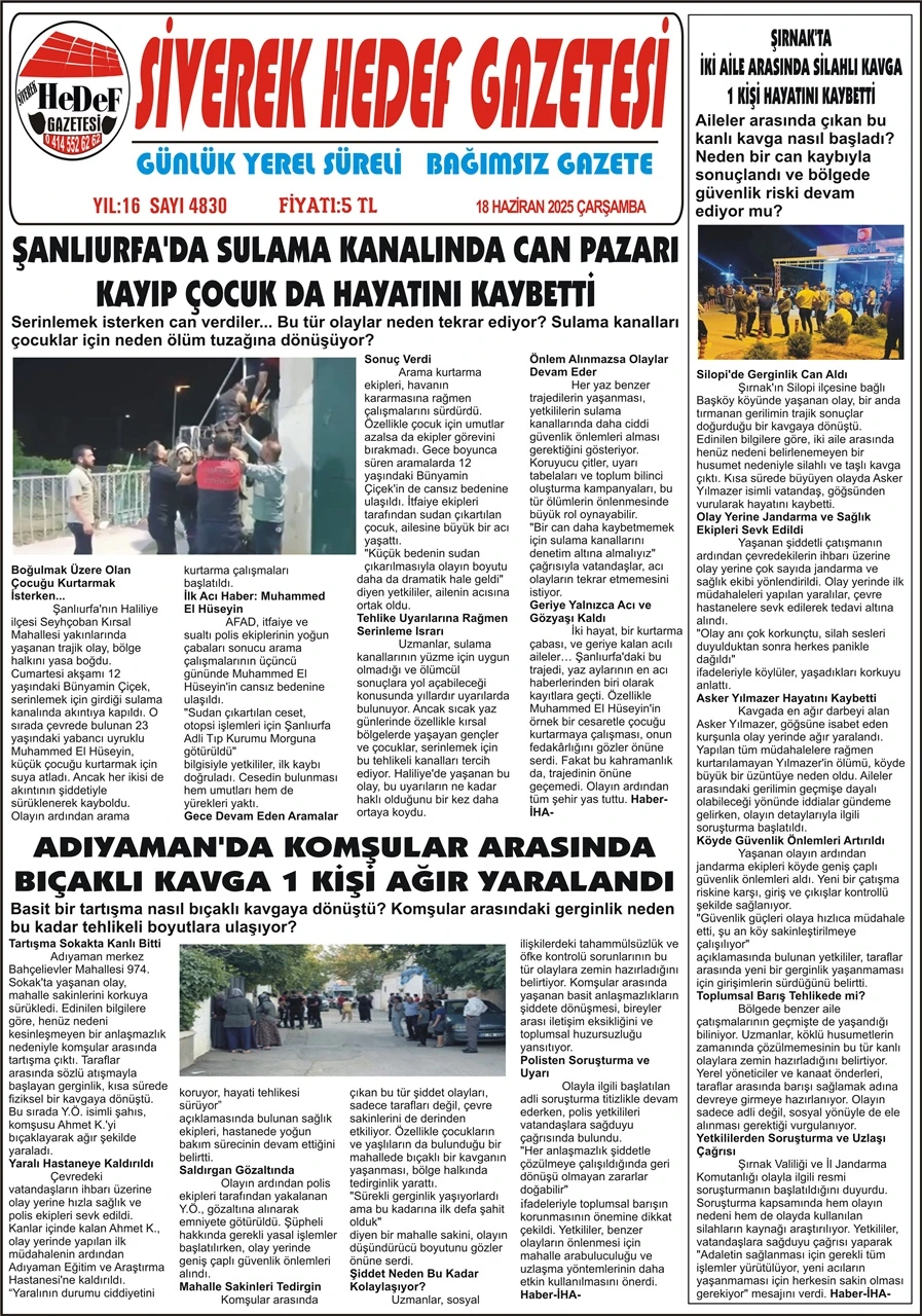 18.06.2025 Tarihli Gazetemiz