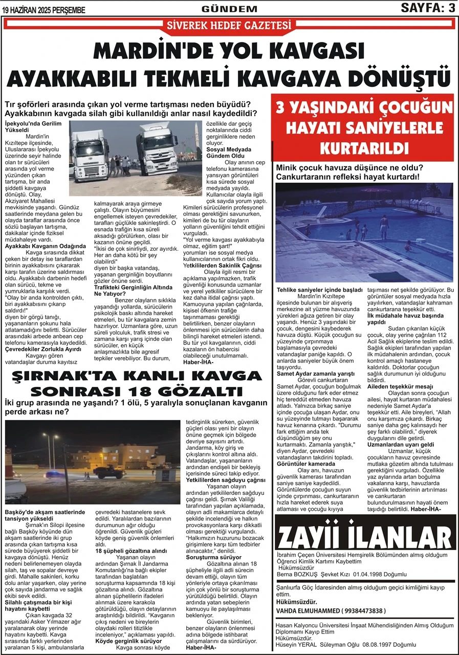 19.06.2025 Tarihli Gazetemiz