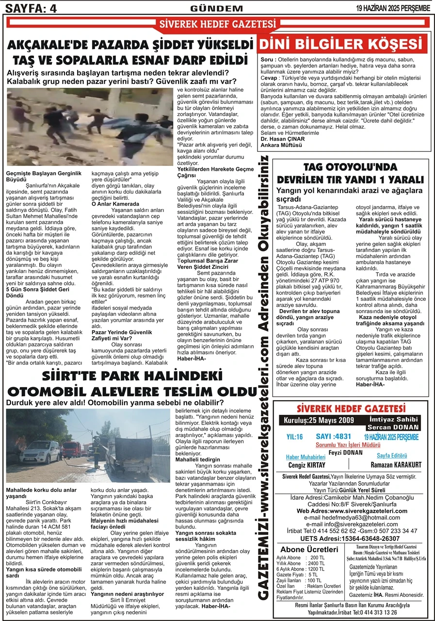 19.06.2025 Tarihli Gazetemiz