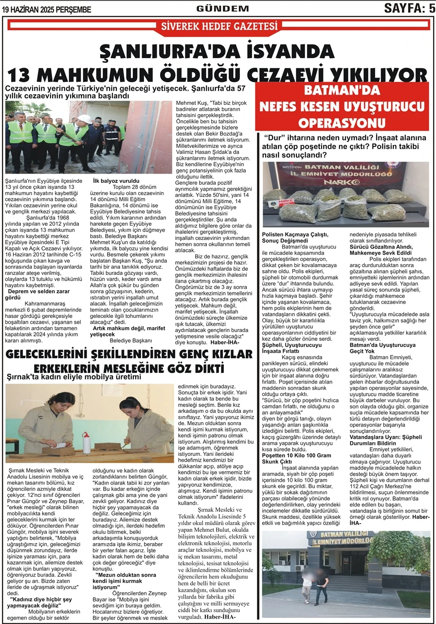 19.06.2025 Tarihli Gazetemiz