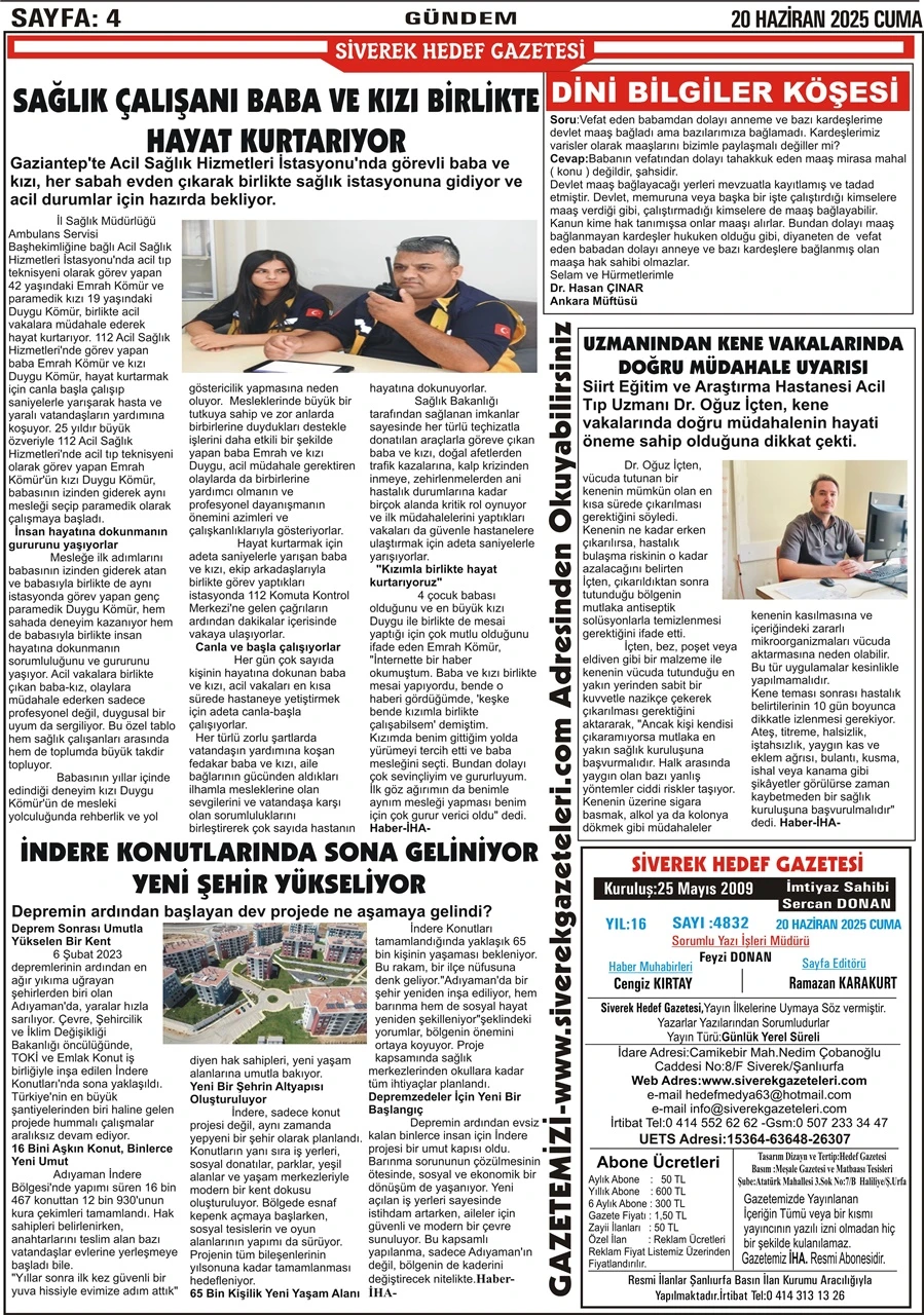 20.06.2025 Tarihli Gazetemiz