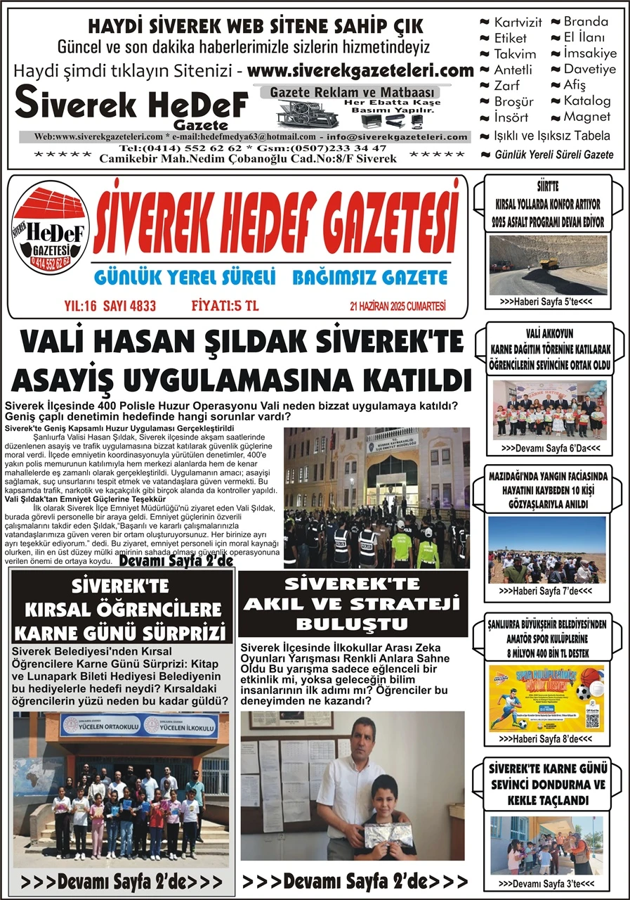 21.06.2025 Tarihli Gazetemiz