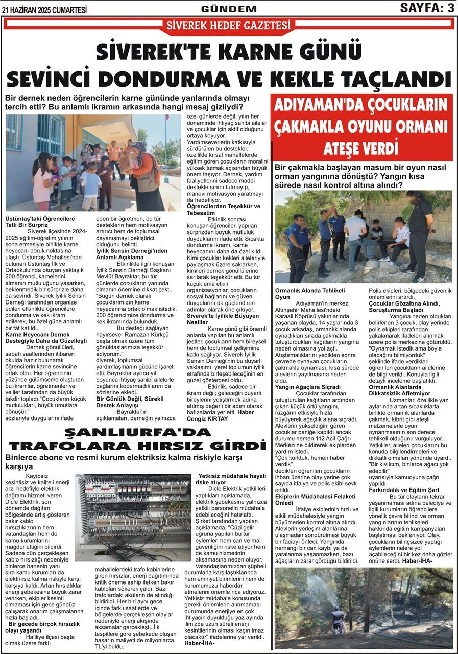 21.06.2025 Tarihli Gazetemiz