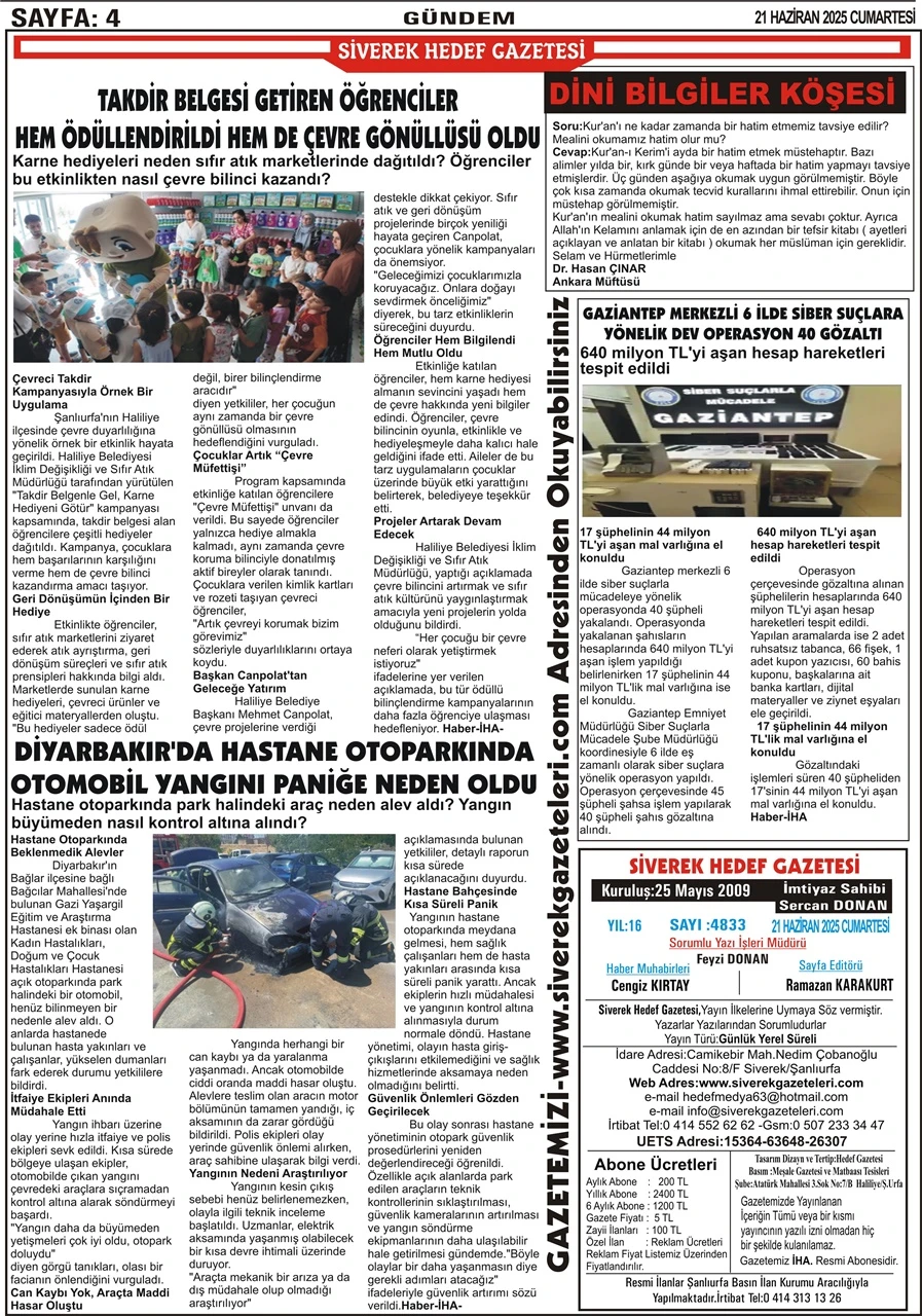 21.06.2025 Tarihli Gazetemiz
