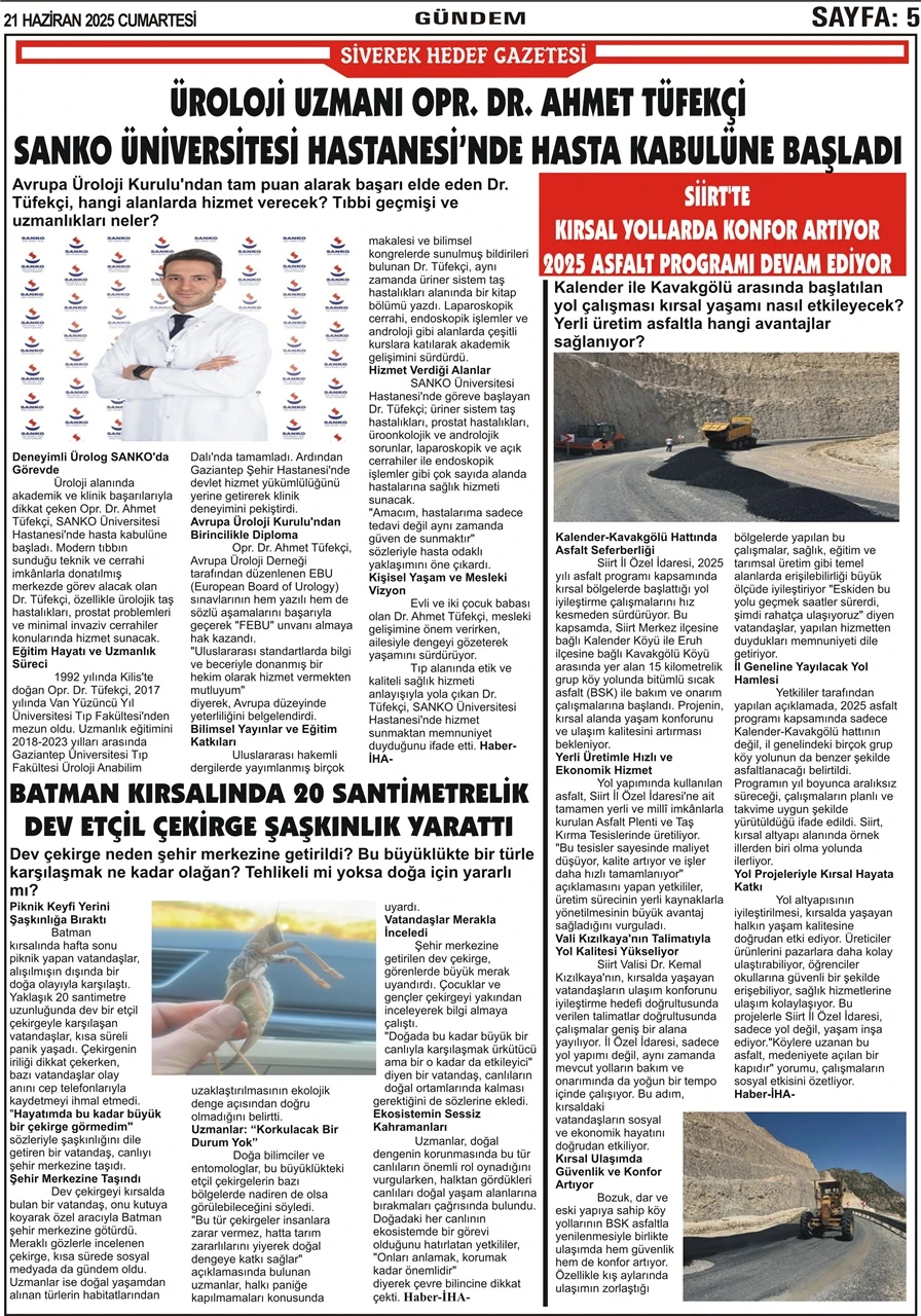 21.06.2025 Tarihli Gazetemiz