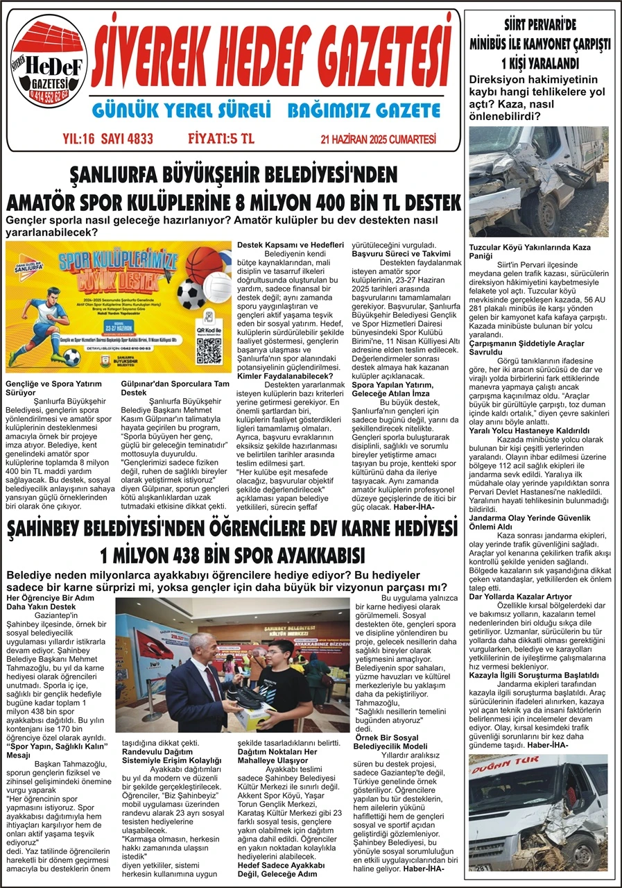 21.06.2025 Tarihli Gazetemiz