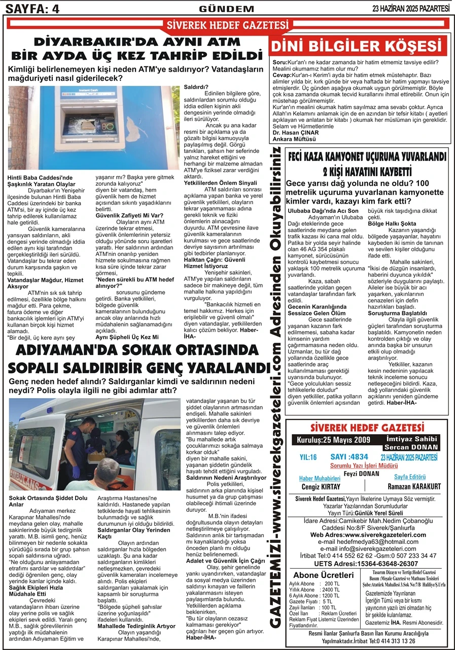 23.06.2025 Tarihli Gazetemiz