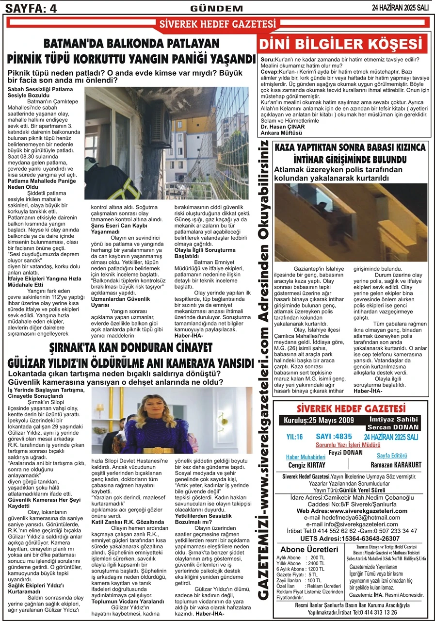 24.06.2025 Tarihli Gazetemiz