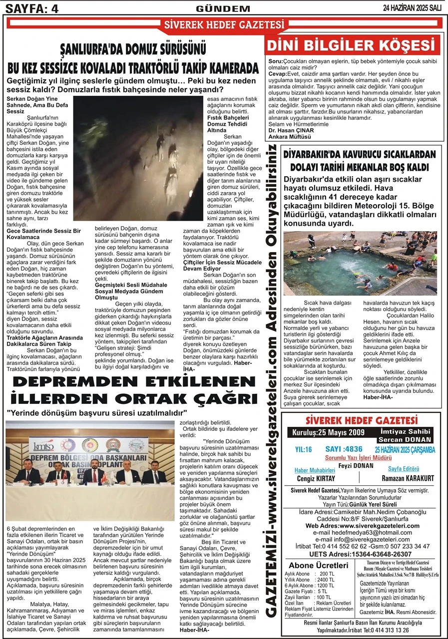 25.06.2025 Tarihli Gazetemiz