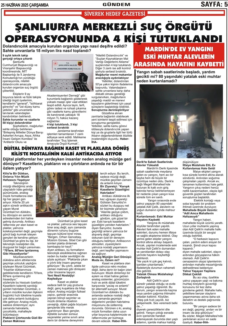 25.06.2025 Tarihli Gazetemiz