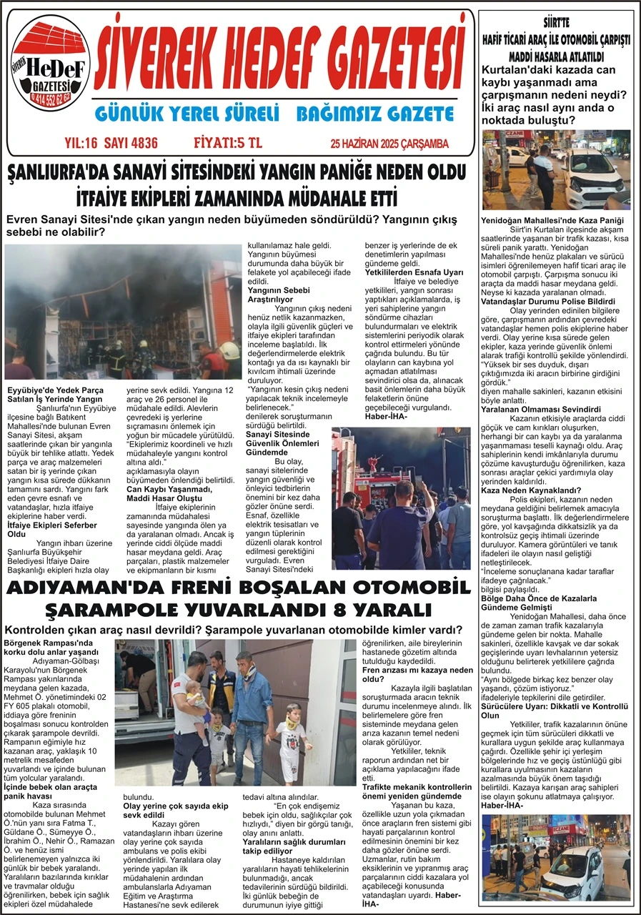 25.06.2025 Tarihli Gazetemiz