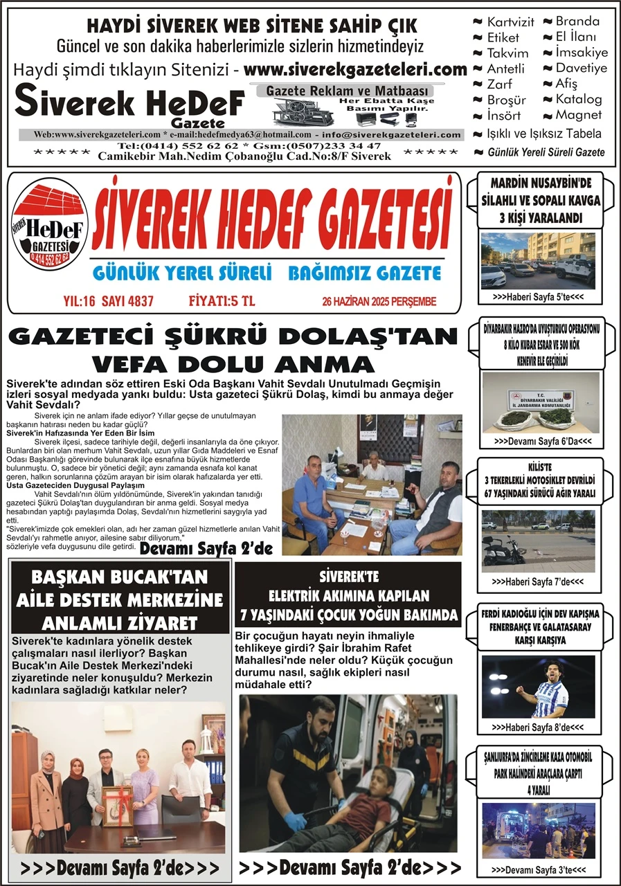 26.06.2025 Tarihli Gazetemiz
