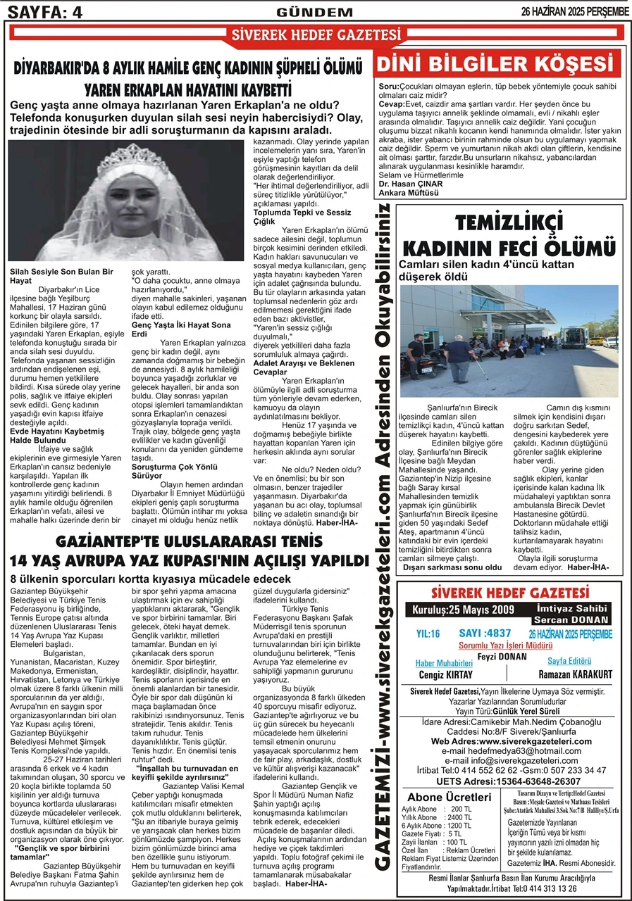 26.06.2025 Tarihli Gazetemiz