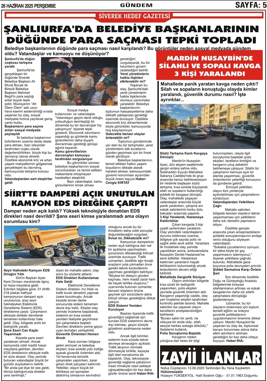 26.06.2025 Tarihli Gazetemiz