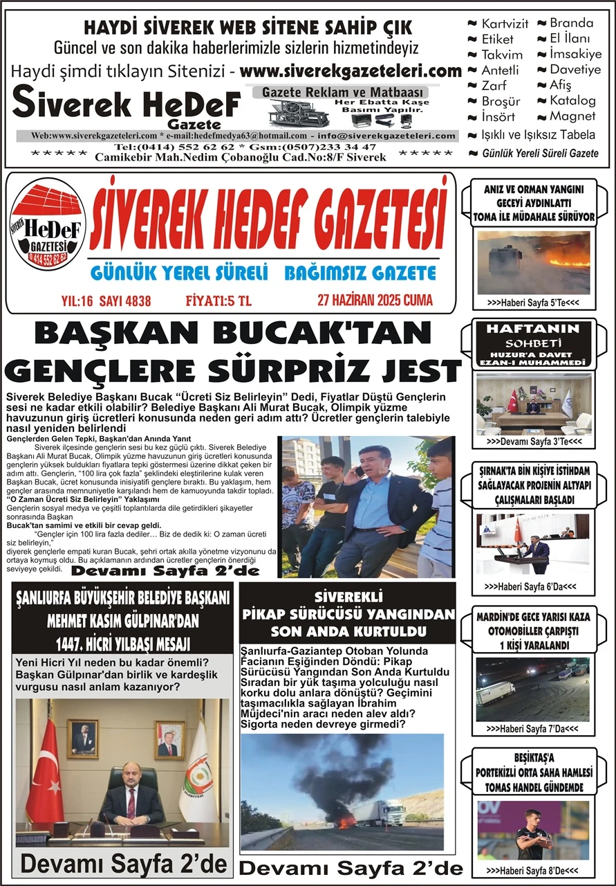 27.06.2025 Tarihli Gazetemiz