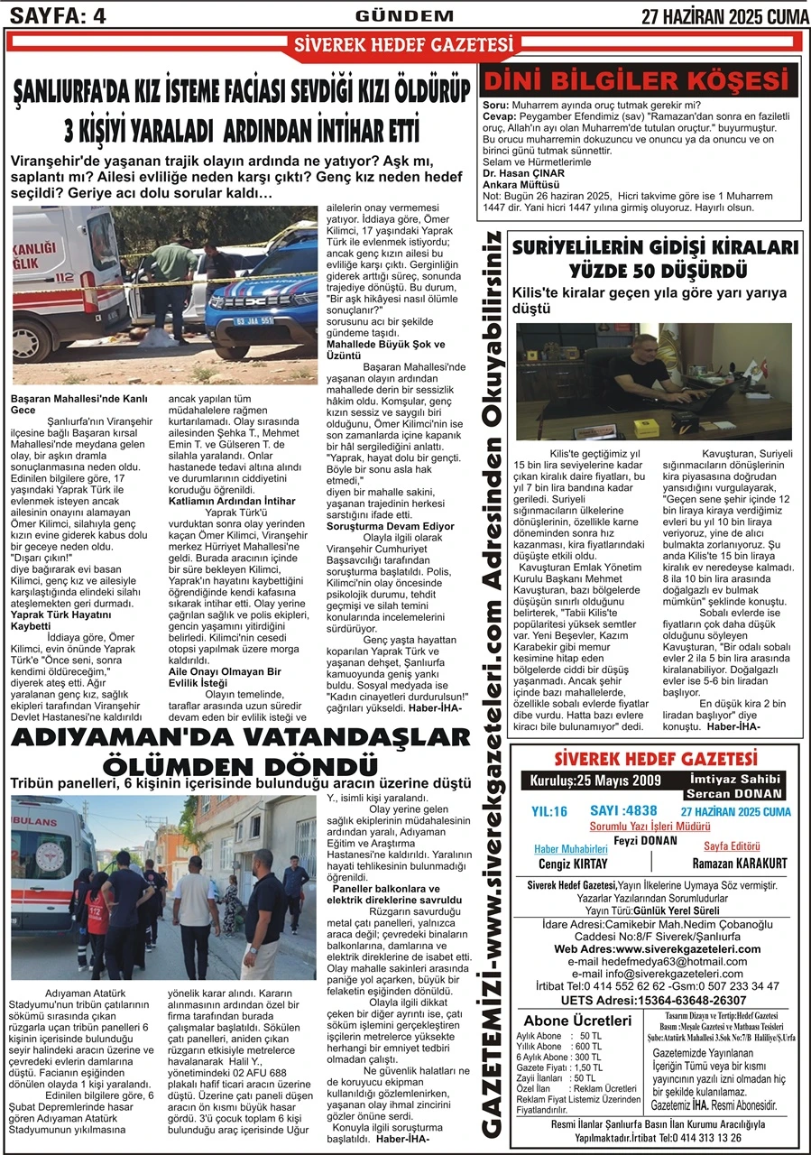 27.06.2025 Tarihli Gazetemiz