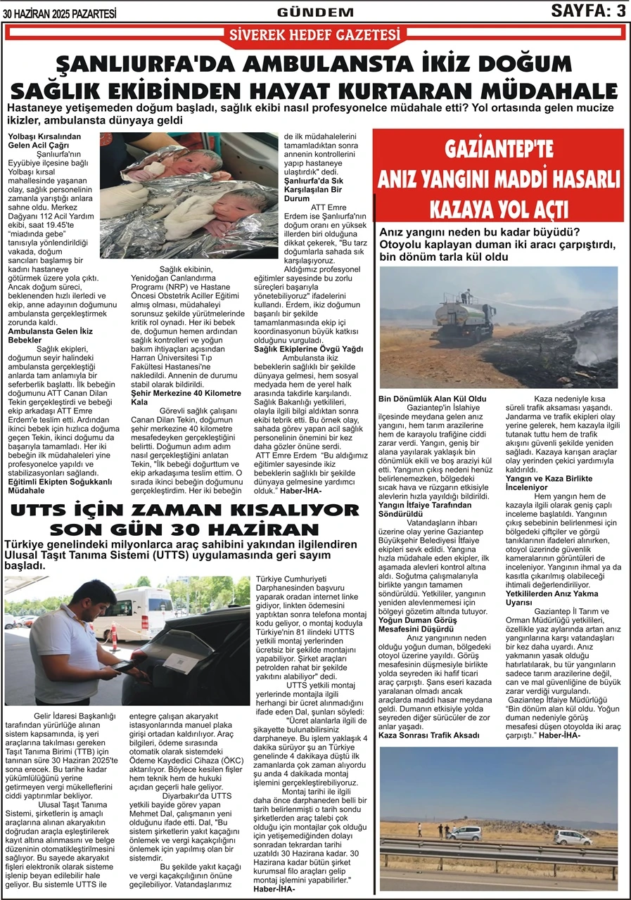 30.06.2025 Tarihli Gazetemiz