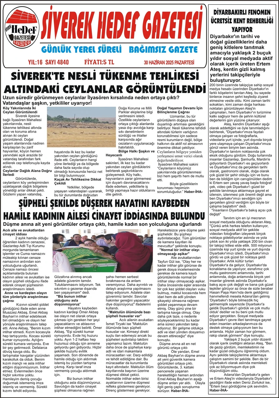 30.06.2025 Tarihli Gazetemiz