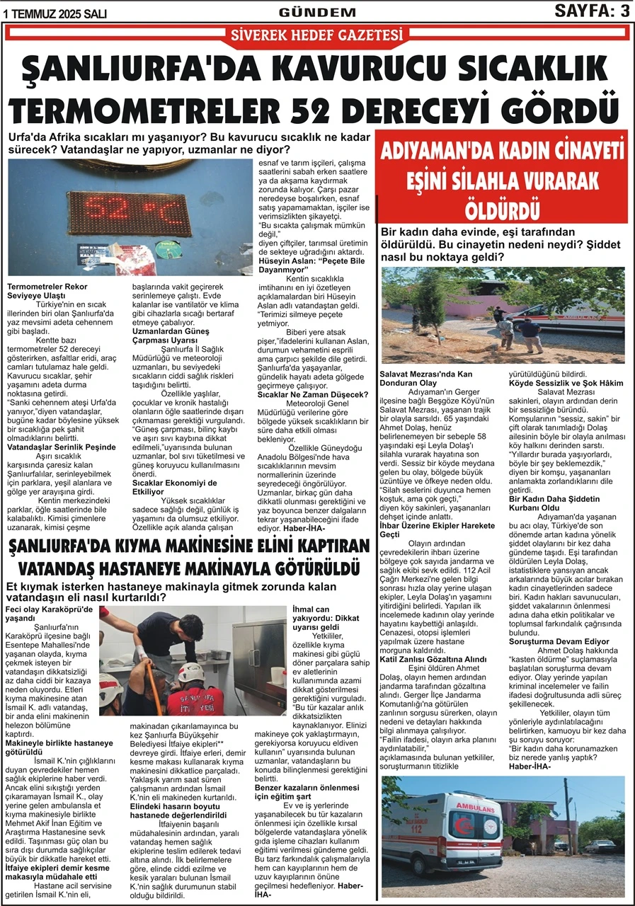 1.07.2025 Tarihli Gazetemiz