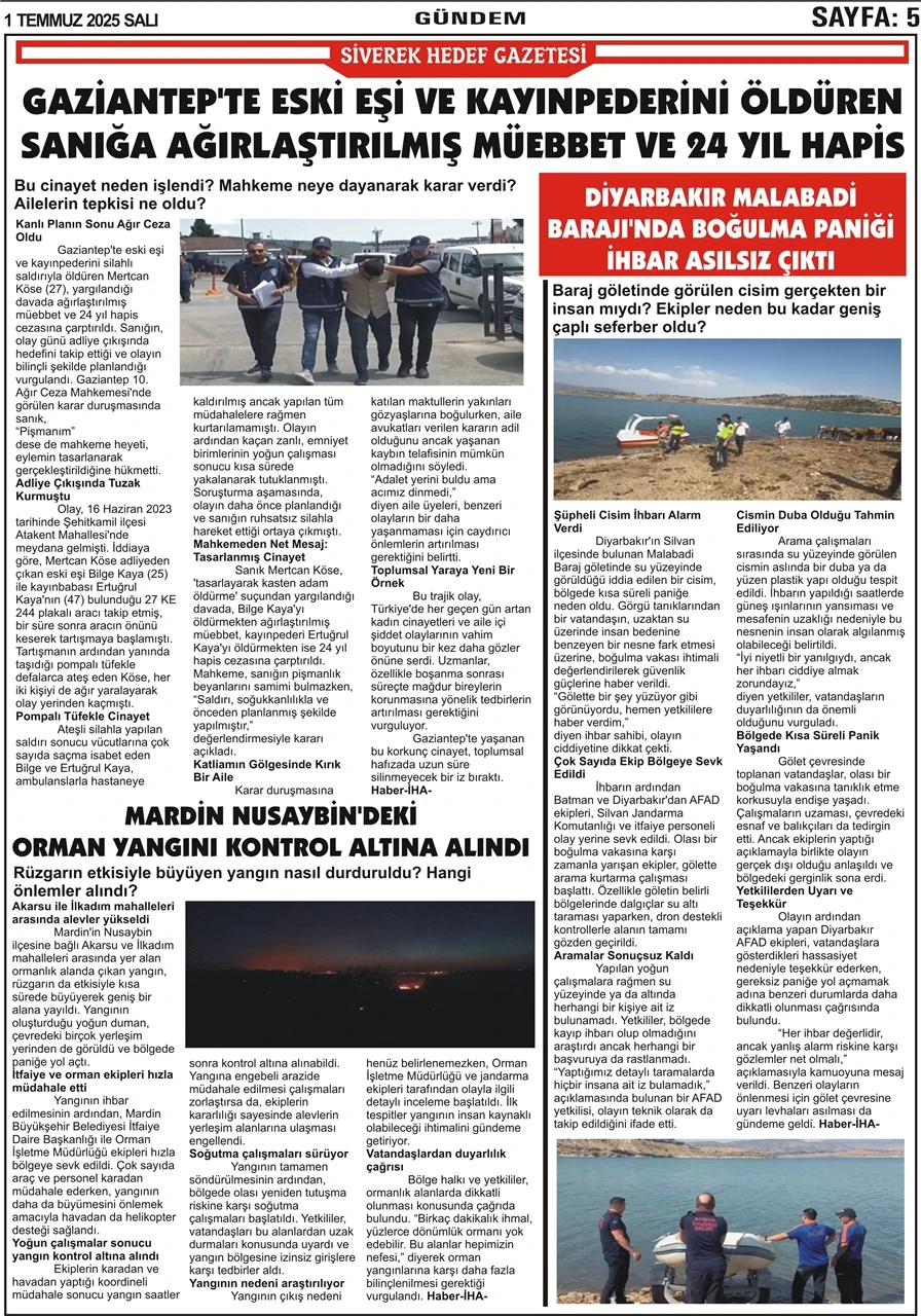 1.07.2025 Tarihli Gazetemiz