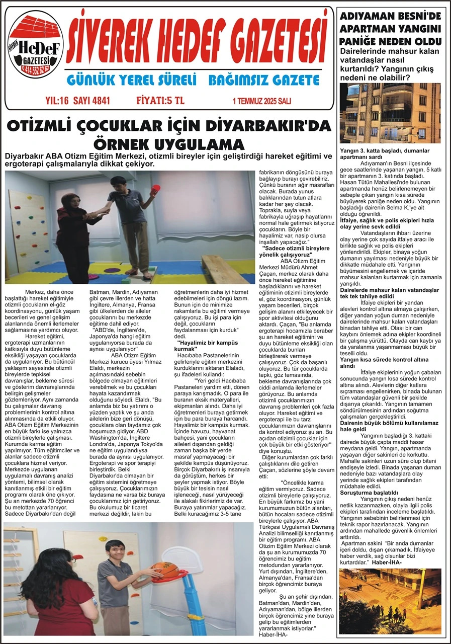 1.07.2025 Tarihli Gazetemiz