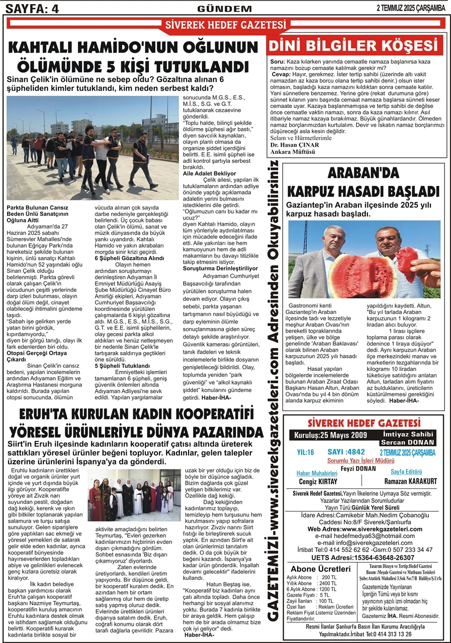 2.07.2025 Tarihli Gaztemiz