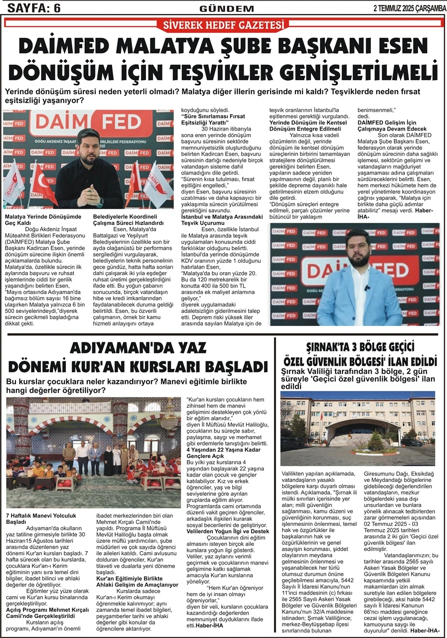 2.07.2025 Tarihli Gaztemiz