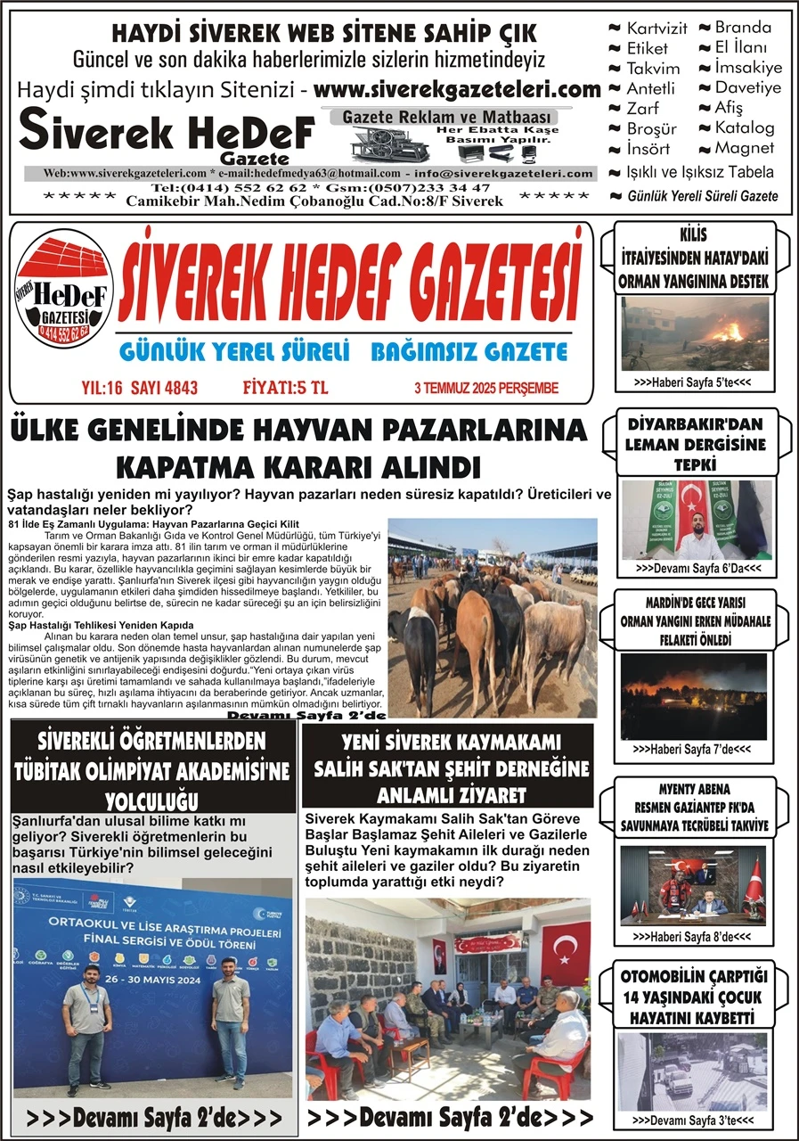 3.07.2025 Tarihli Gazetemiz