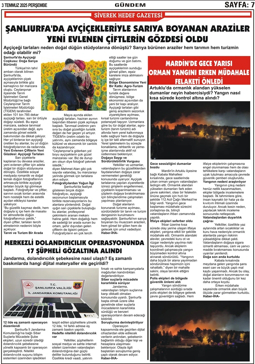 3.07.2025 Tarihli Gazetemiz