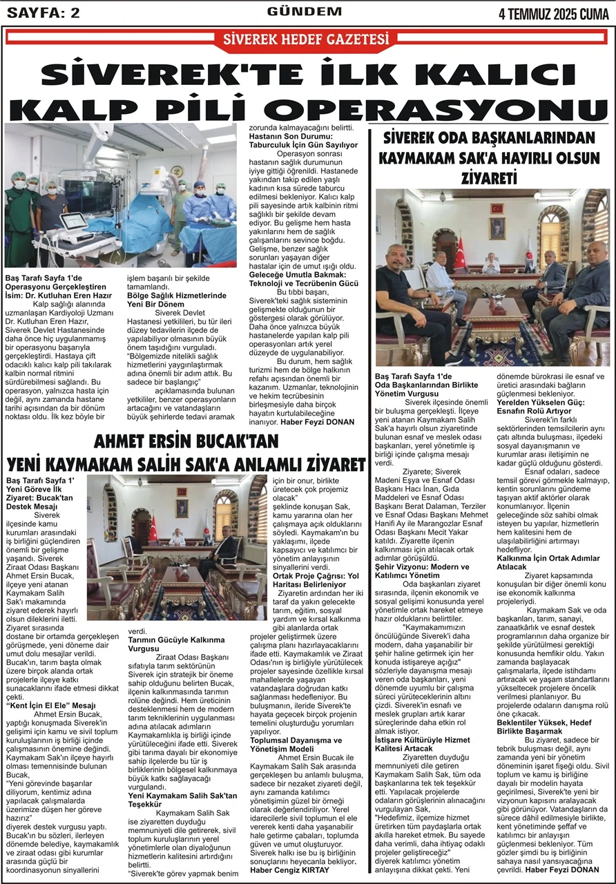 4.07.2025 Tarihli Gazetemiz
