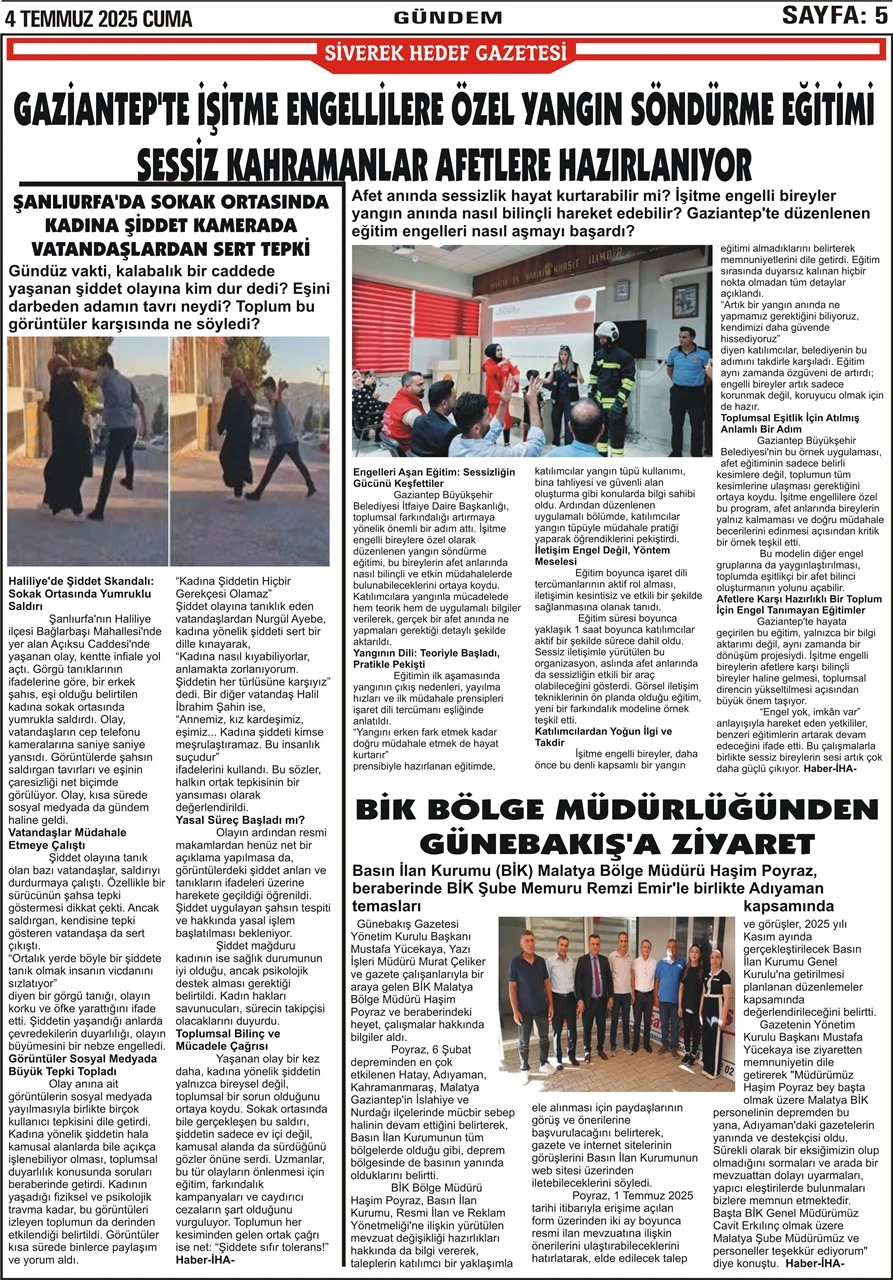 4.07.2025 Tarihli Gazetemiz