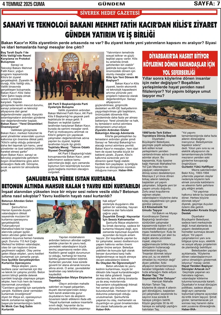 4.07.2025 Tarihli Gazetemiz