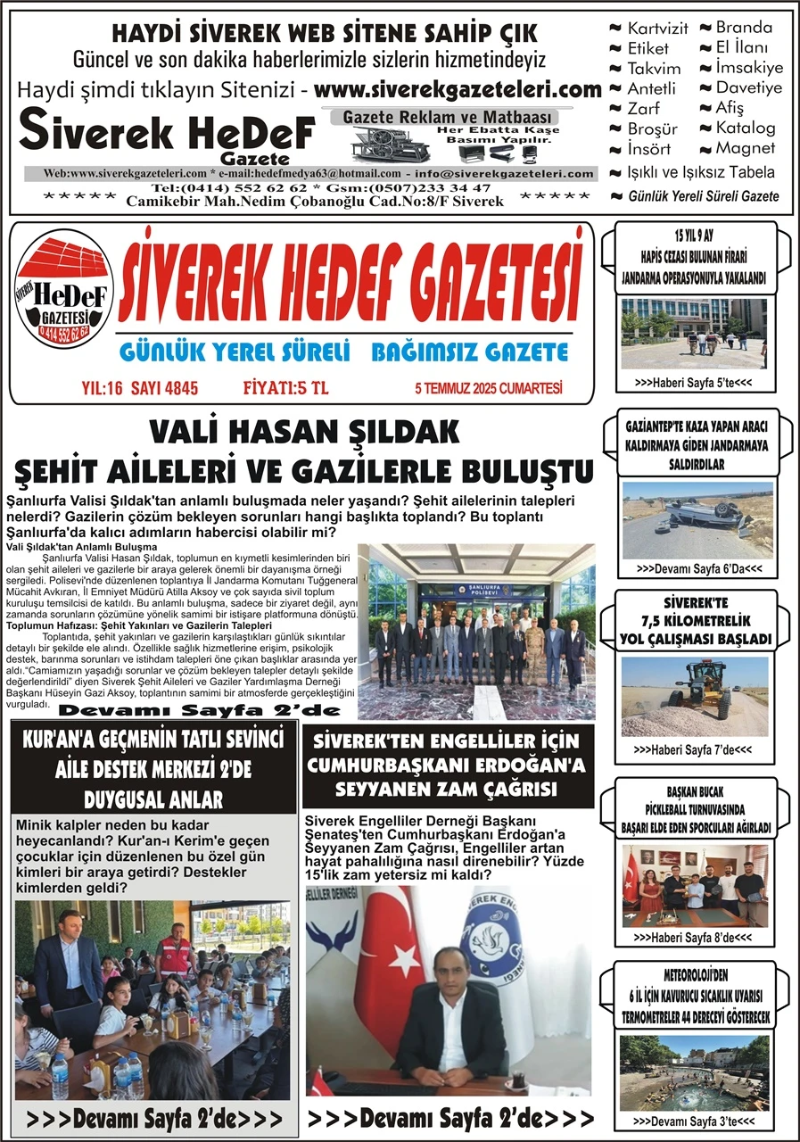 5.07.2025 Tarihli Gazetemiz