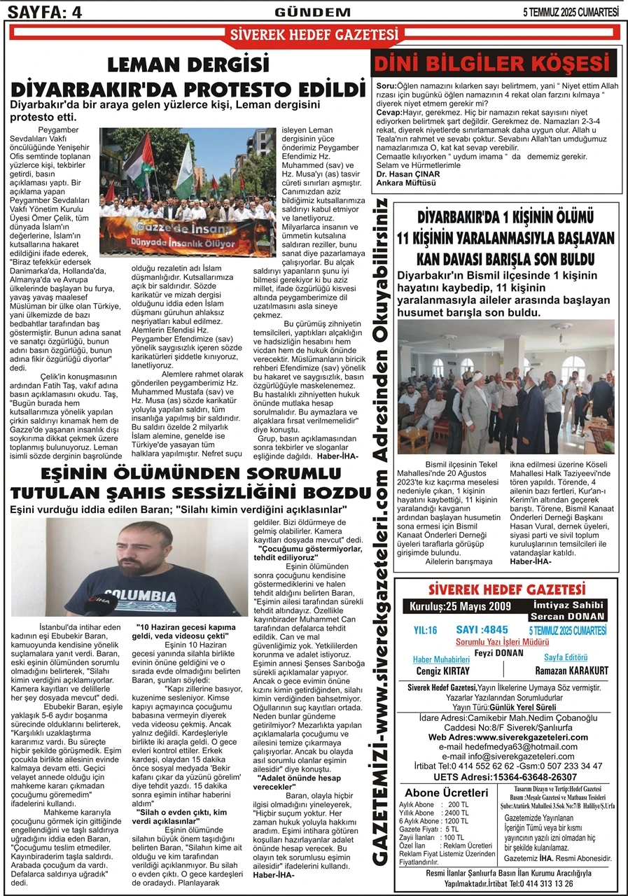 5.07.2025 Tarihli Gazetemiz