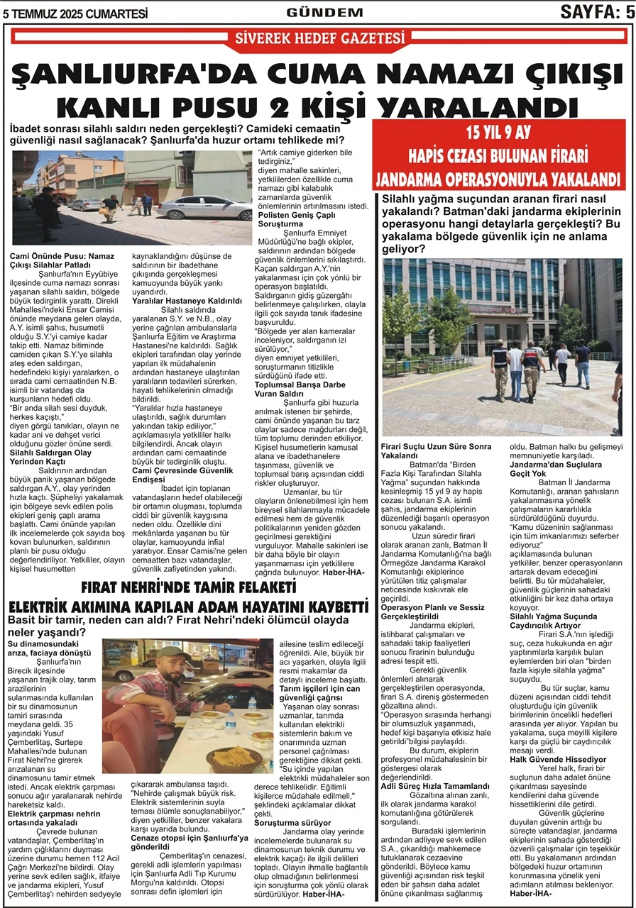 5.07.2025 Tarihli Gazetemiz