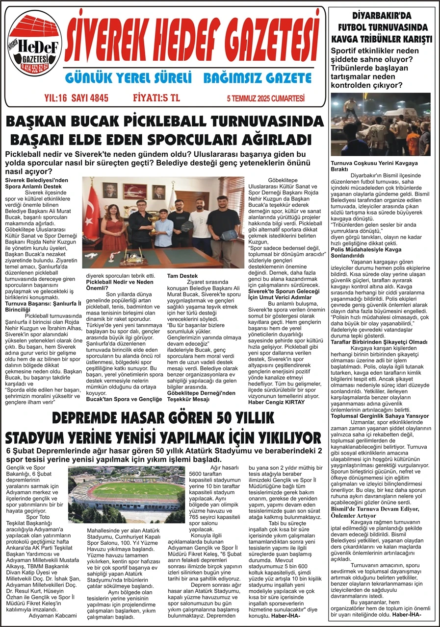 5.07.2025 Tarihli Gazetemiz