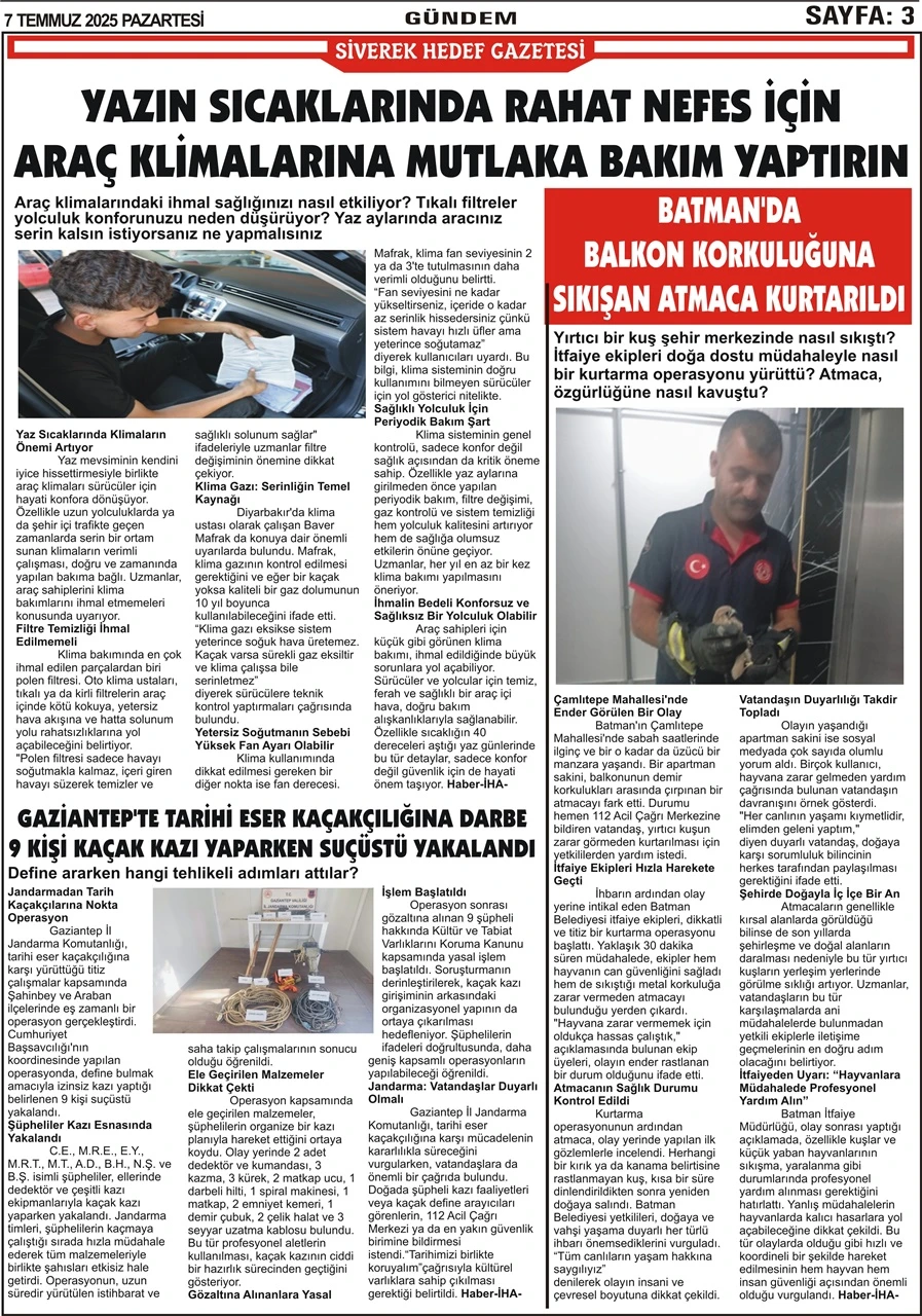 7.07.2025 Tarihli Gazetemiz 