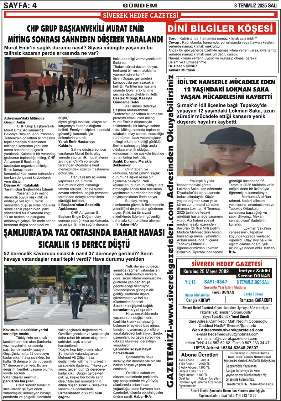 8.07.2025 Tarihli Gazetemiz