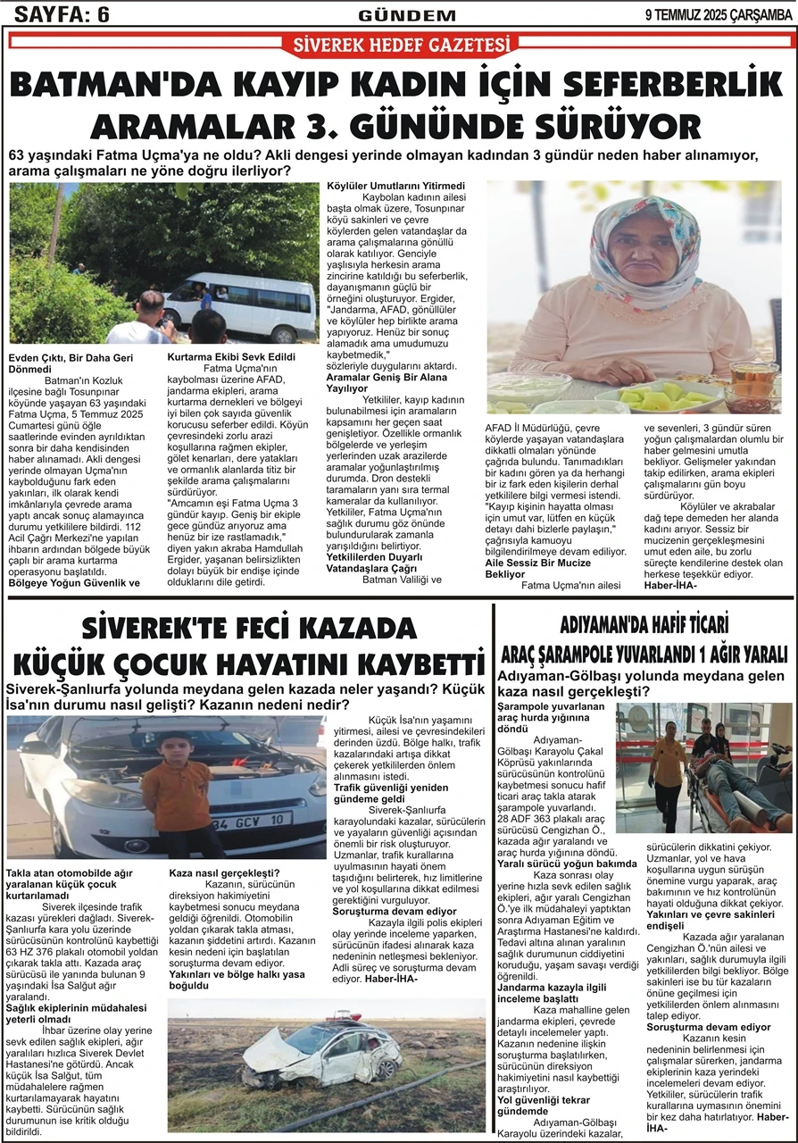 9.07.2025 Tarihli  Gazetemiz