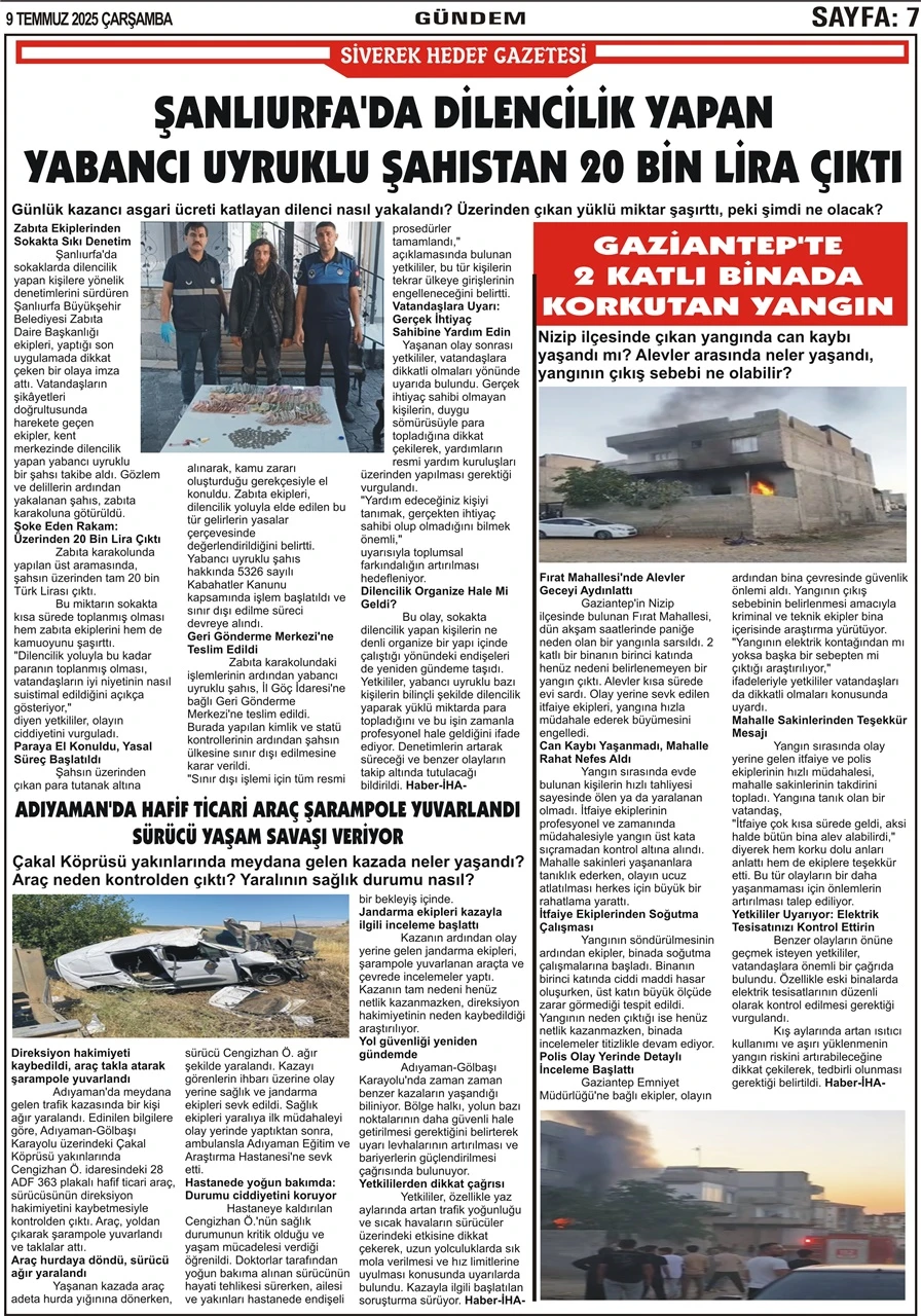 9.07.2025 Tarihli  Gazetemiz