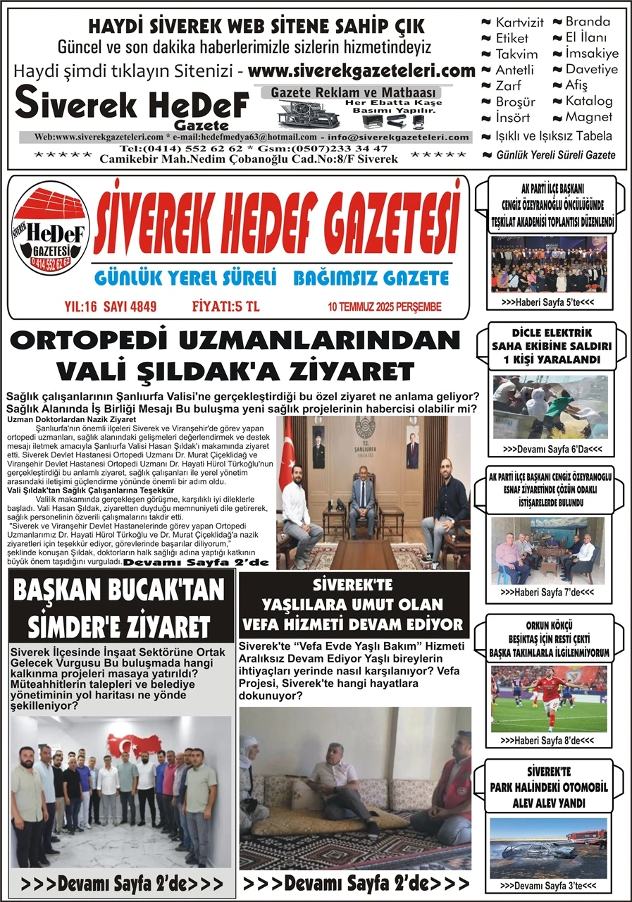 10.07.2025 Tarihli Gazetemiz