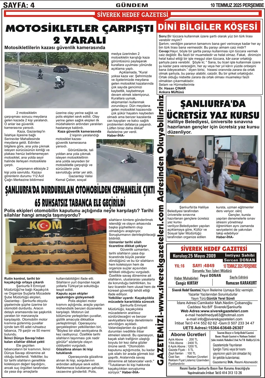 10.07.2025 Tarihli Gazetemiz