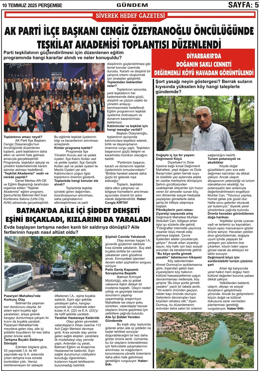 10.07.2025 Tarihli Gazetemiz