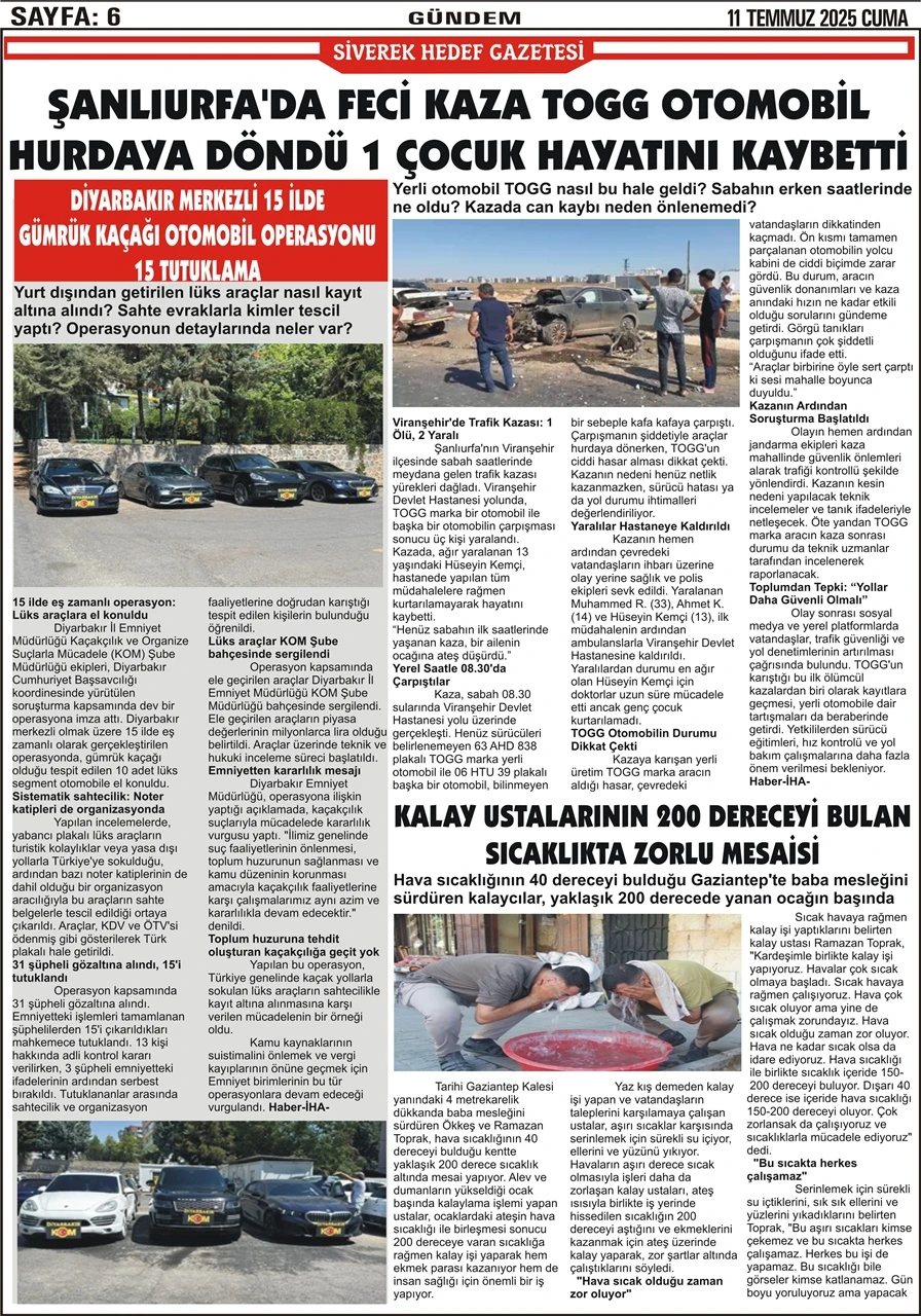 11.07.2025 Tarihli Gazetemiz