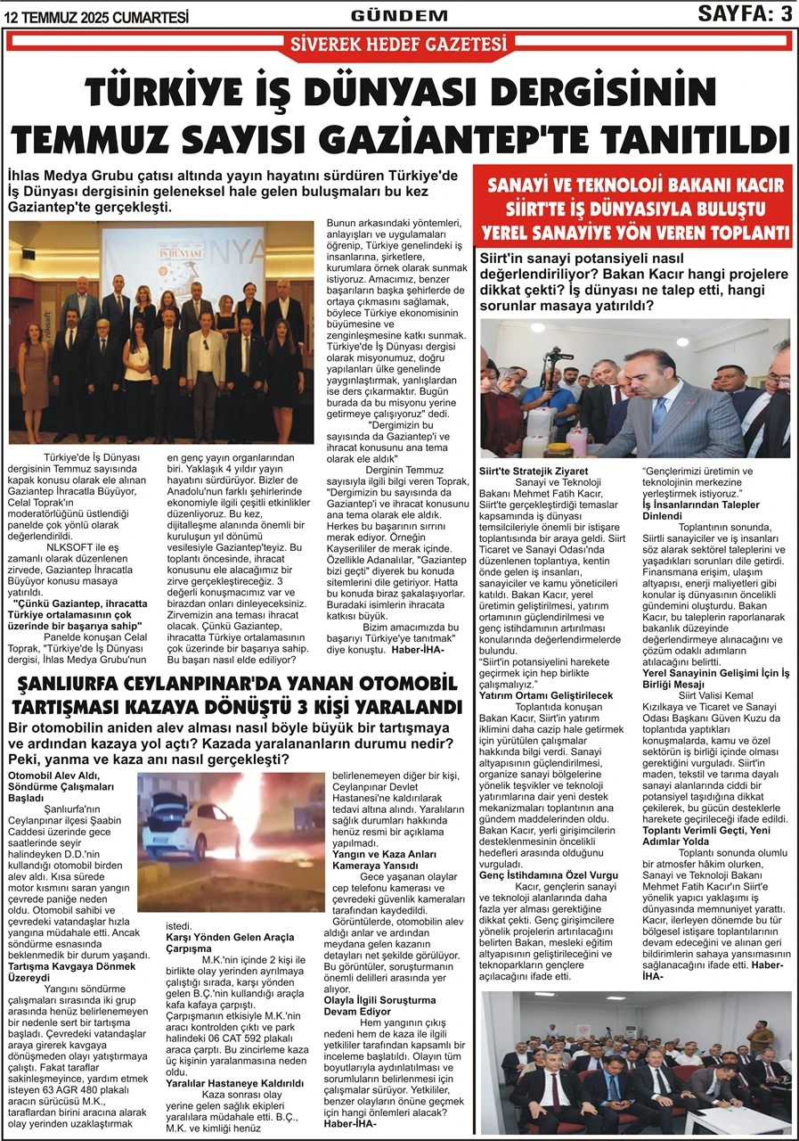 12.07.2025 Tarihli Gazetemiz