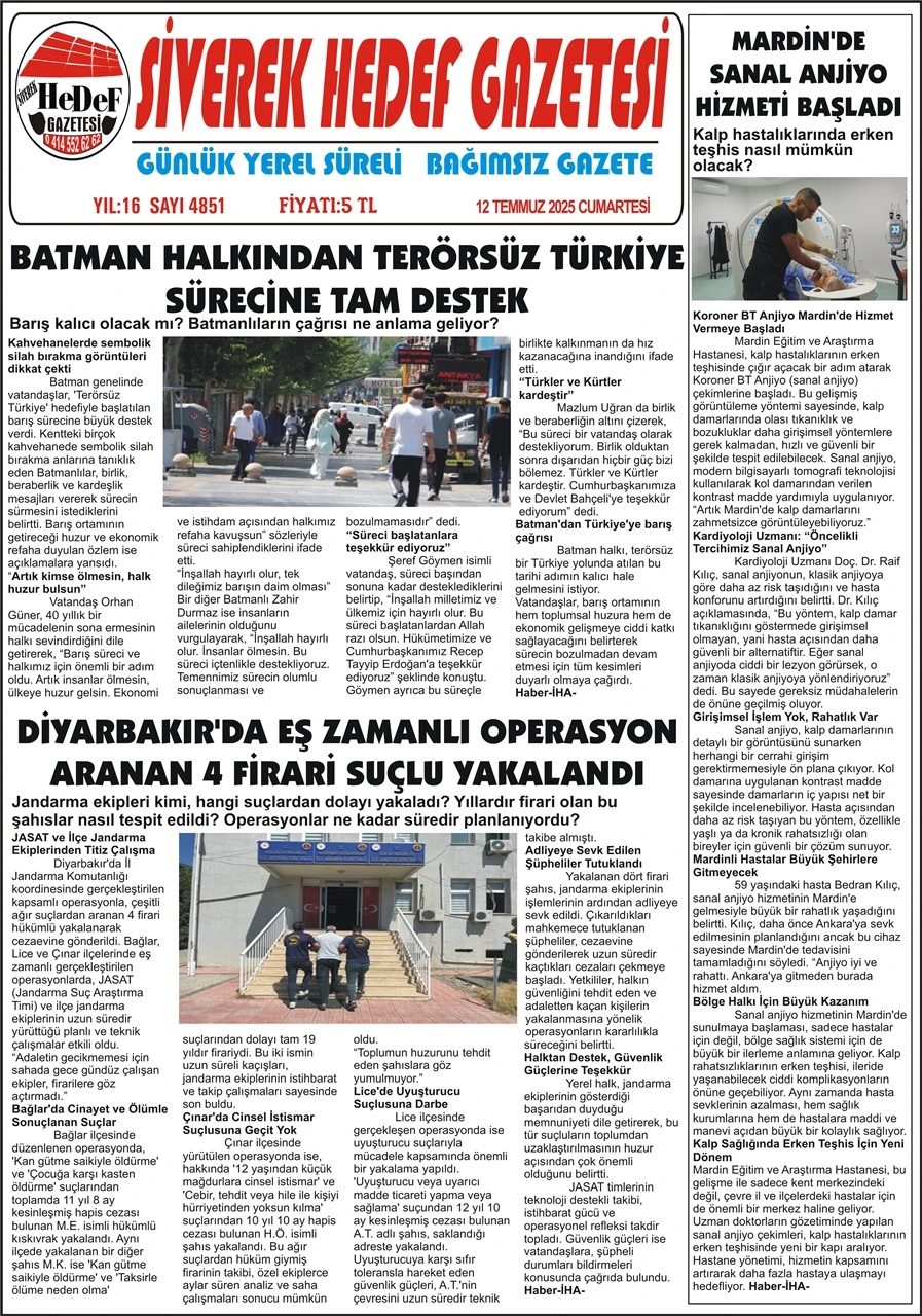 12.07.2025 Tarihli Gazetemiz