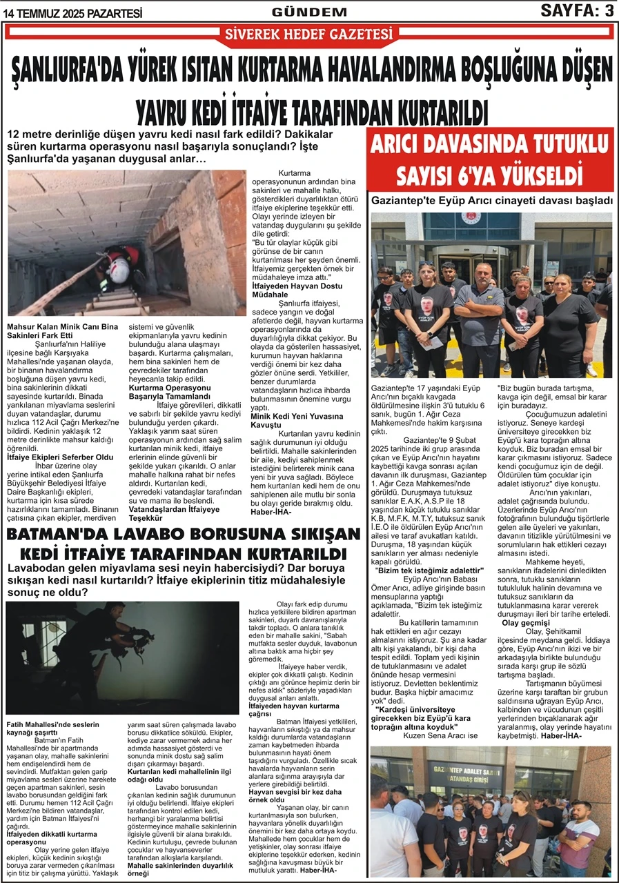 14.07.2025 Tarihli Gazetemiz