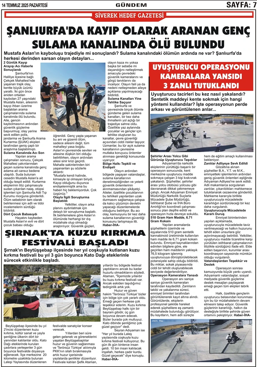 14.07.2025 Tarihli Gazetemiz