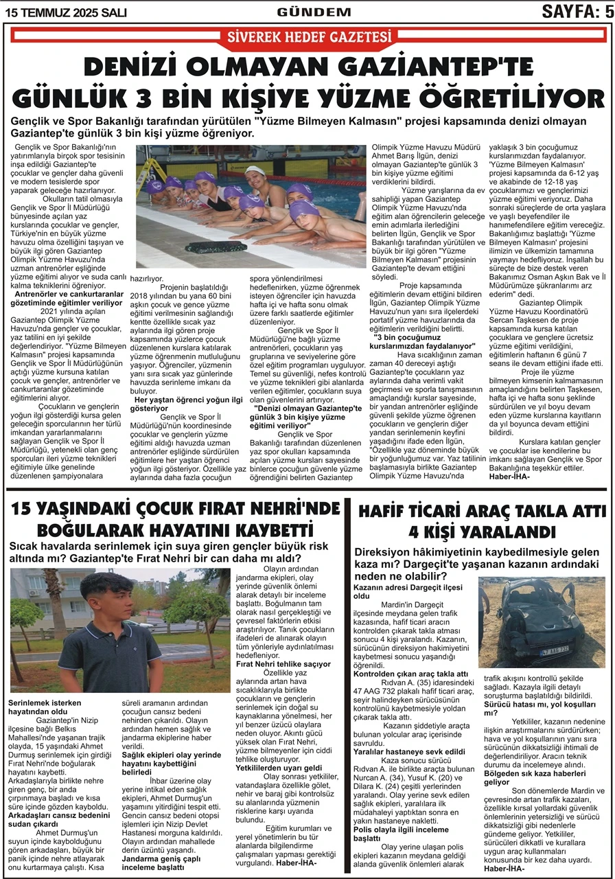 15.07.2025 Tarihli Gazetemiz